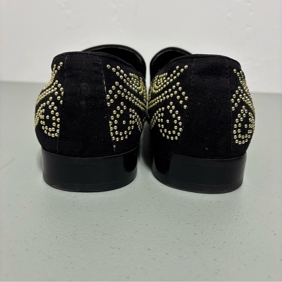 Asher Green Black Gold Studded Smoking Dress Loafers Size 13 Suede Leather main image 4